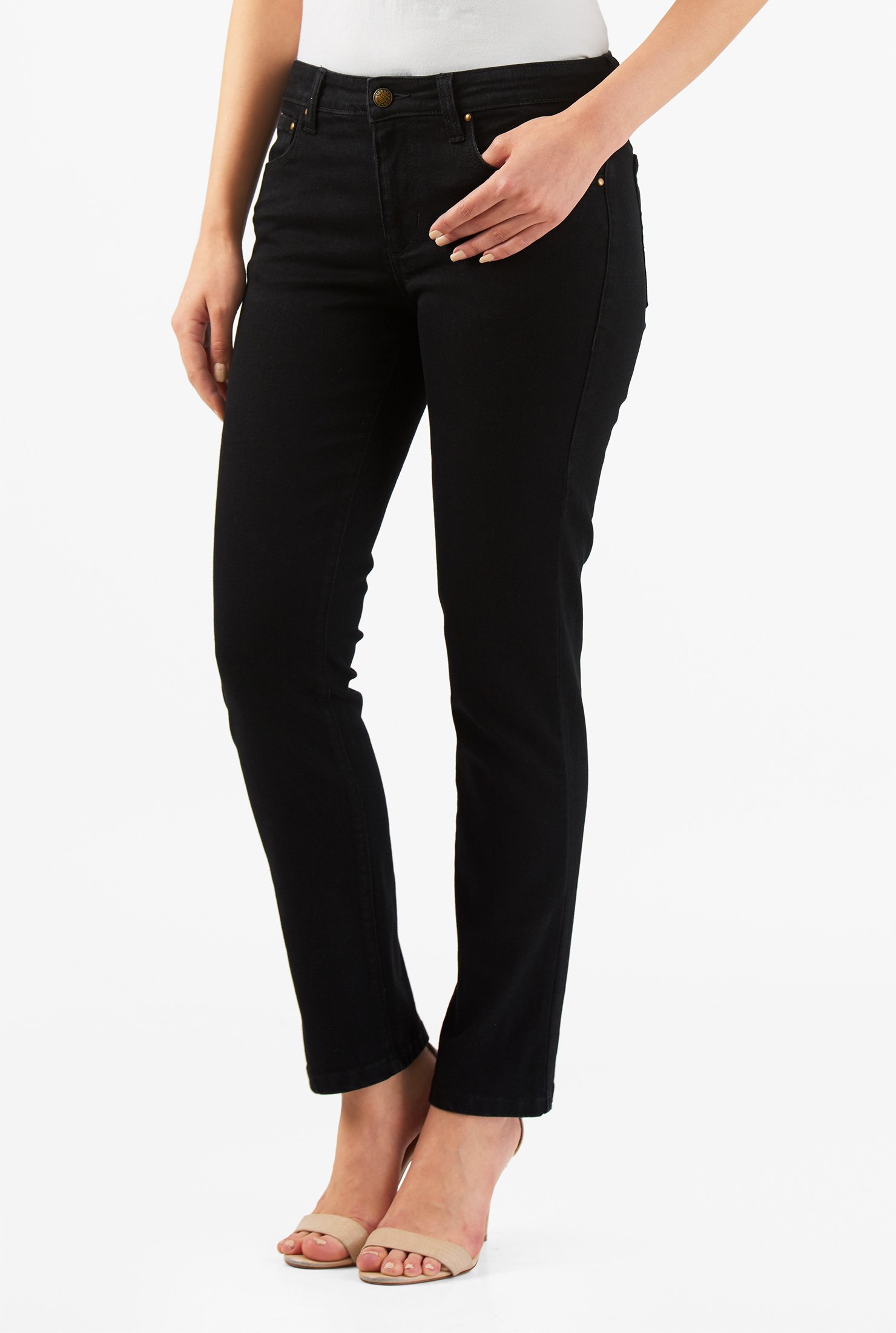 Shop Straight Leg Black Denim Jeans Eshakti