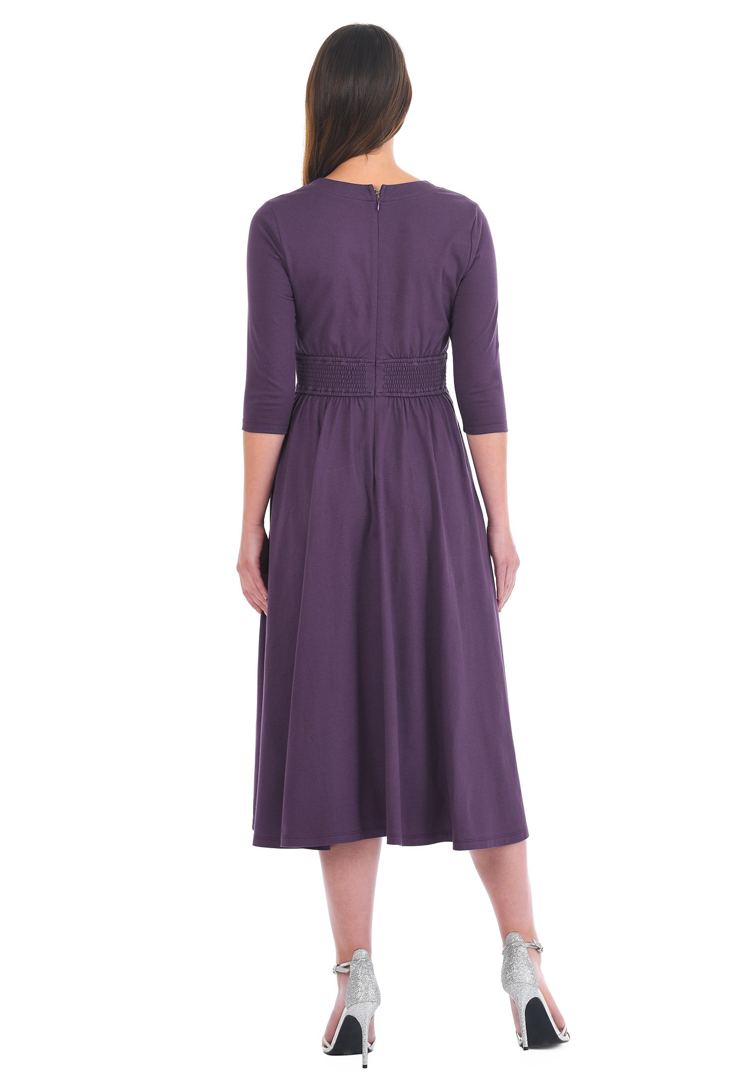 Shop Banded Empire Cotton Knit Dress EShakti