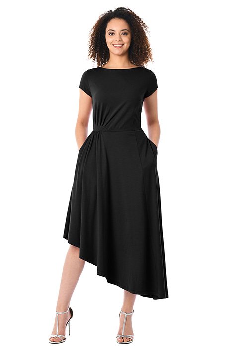 Shop Asymmetric Hem Cotton Knit Dress Eshakti