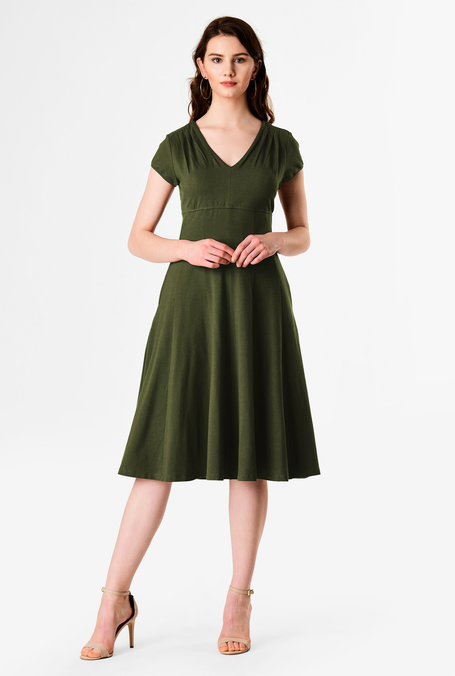 Shop Empire Cotton Knit Fit And Flare Dress Eshakti