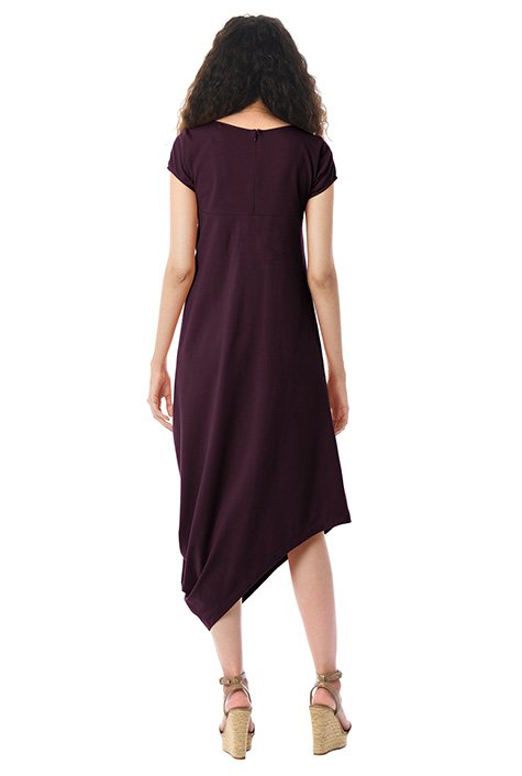 Shop Asymmetric Hem Cotton Knit Shift Dress EShakti