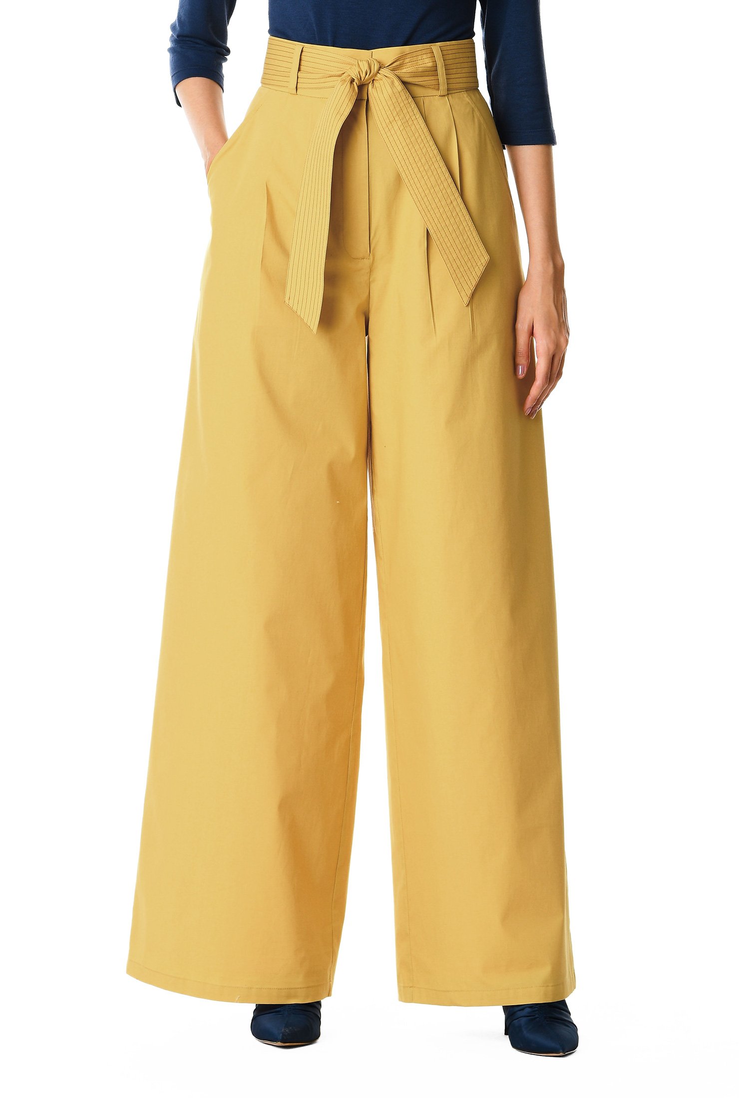 High Waist Poplin Palazzo Pants Women S Clothing 0 36w At Eshakti