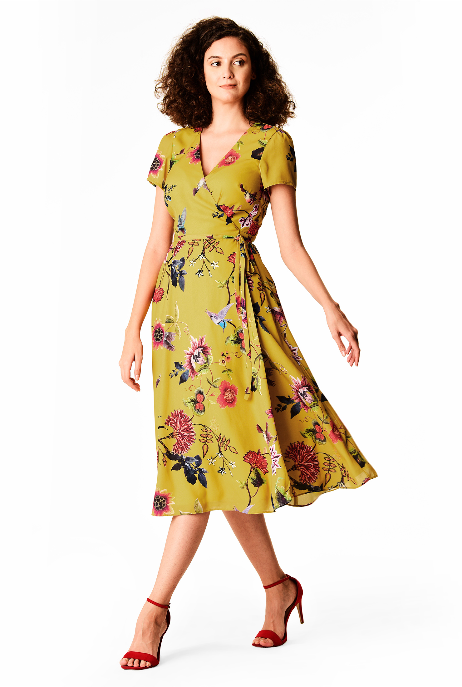 ladies midi wrap dress