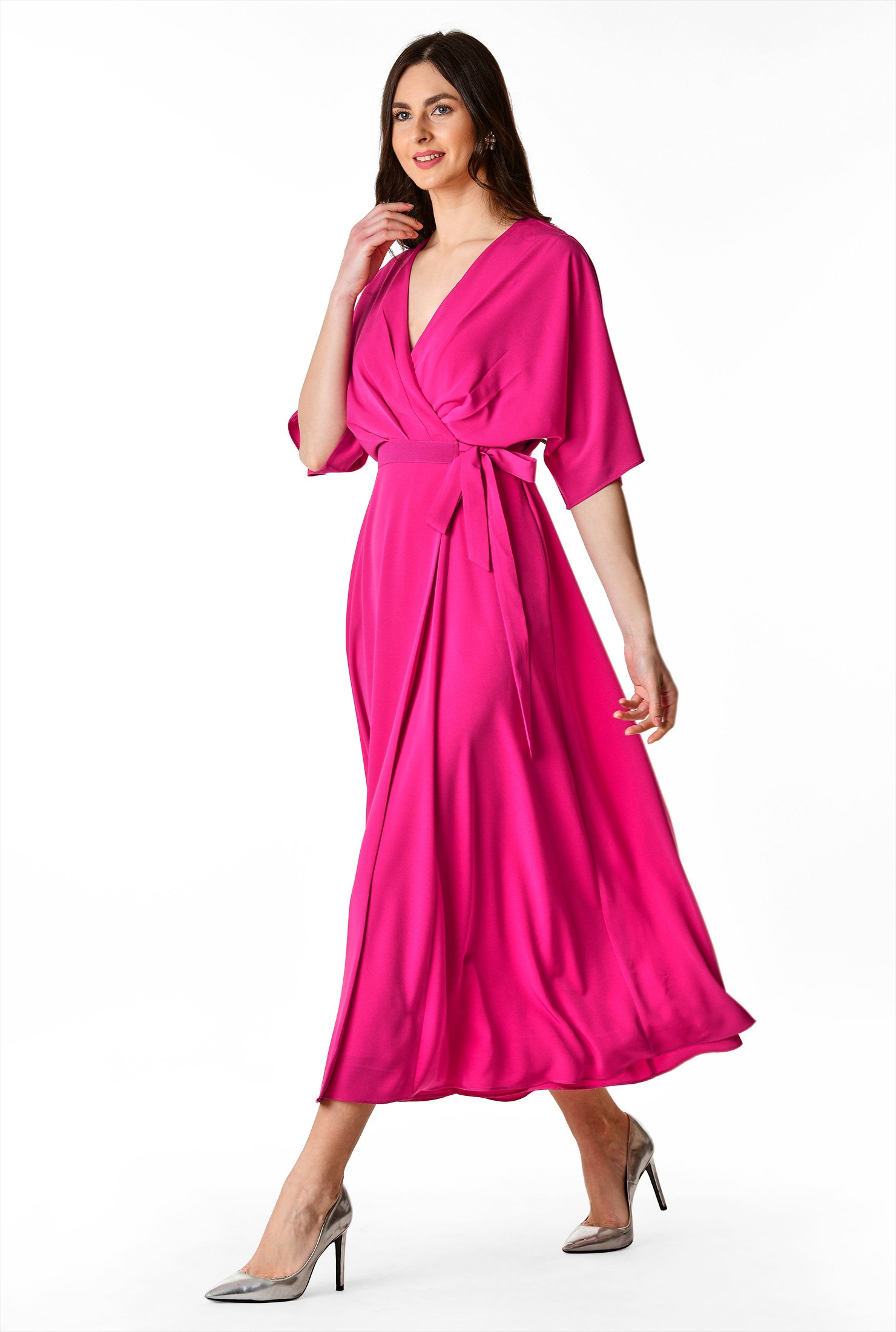 magenta wrap dress