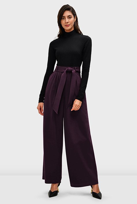 Zip front cotton jersey palazzo jumpsuit