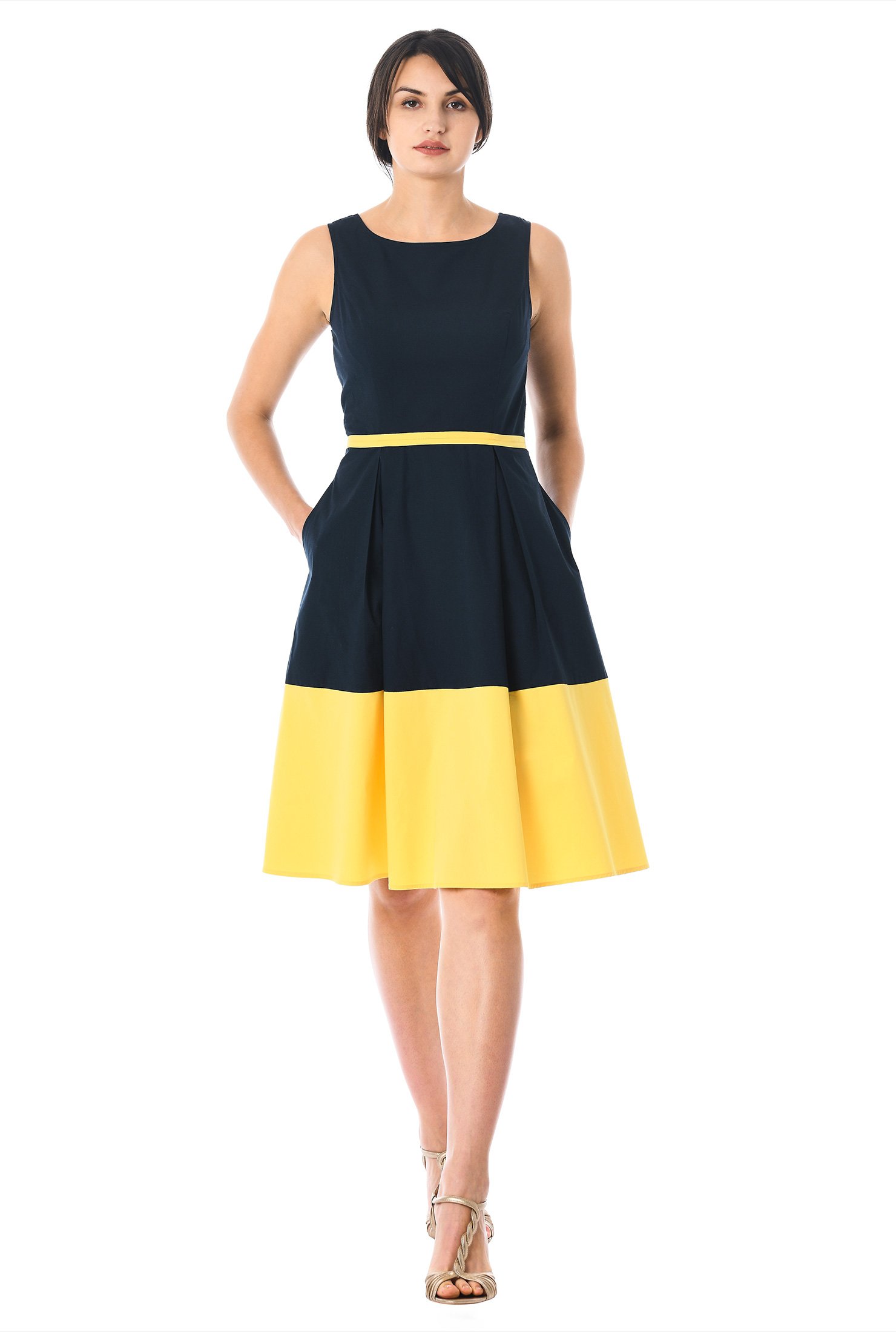 navy and yellow dress