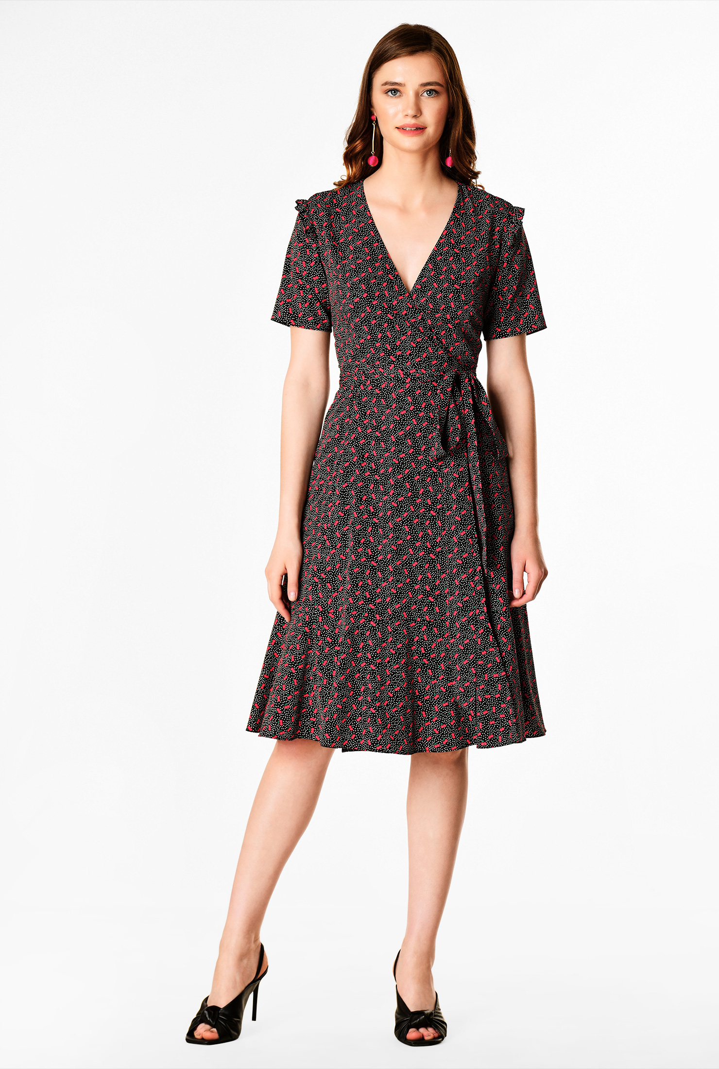 cherry wrap around dress