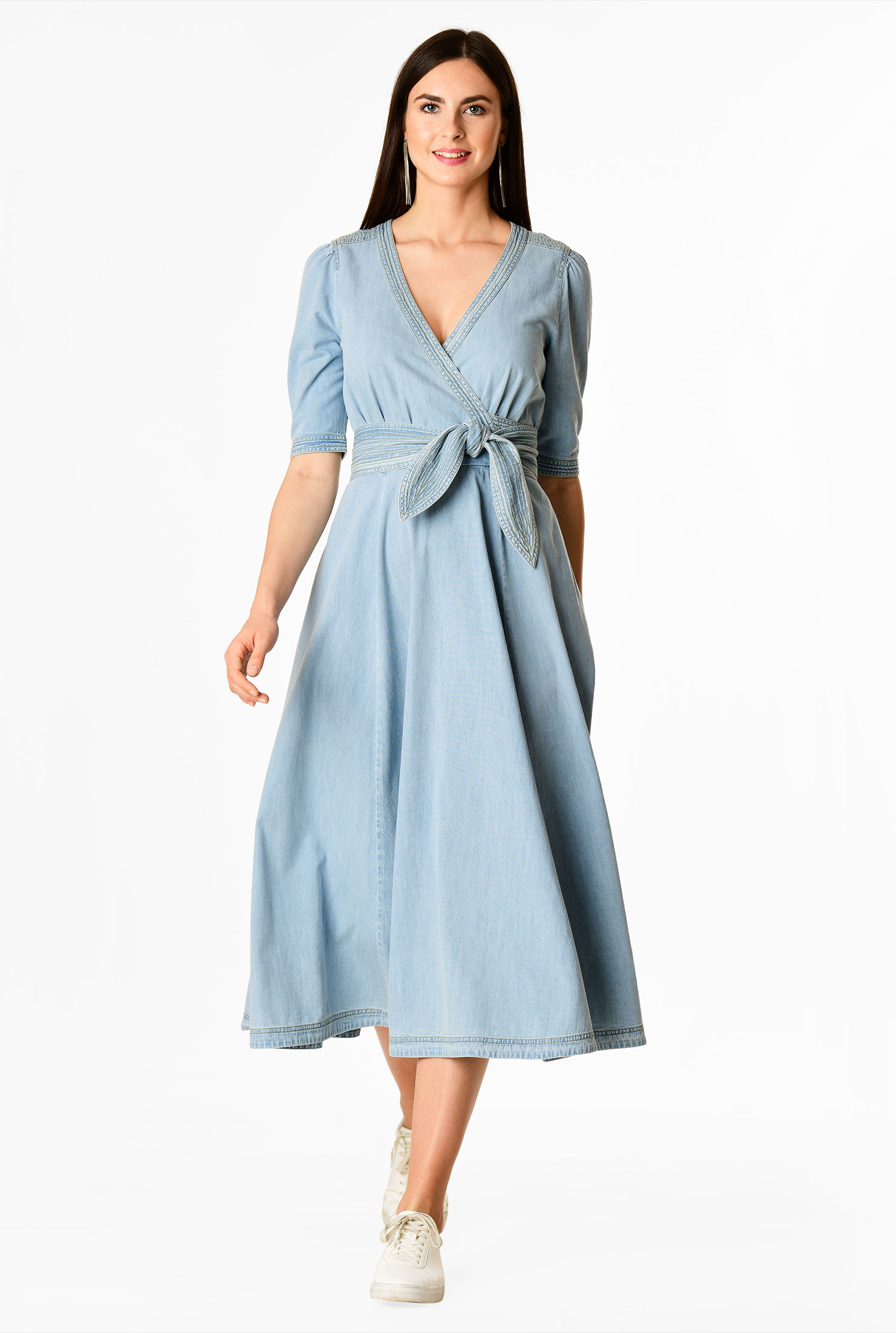 denim wrap dress plus size
