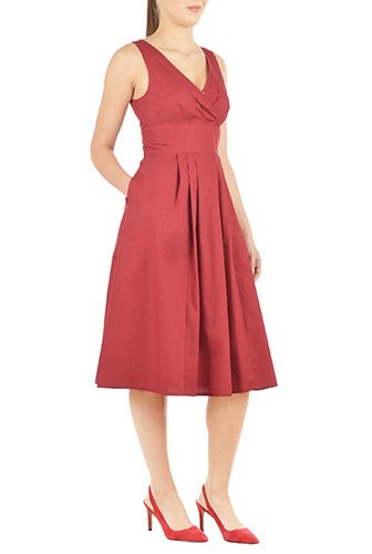 Shop Trapunto trim cotton poplin dress | eShakti