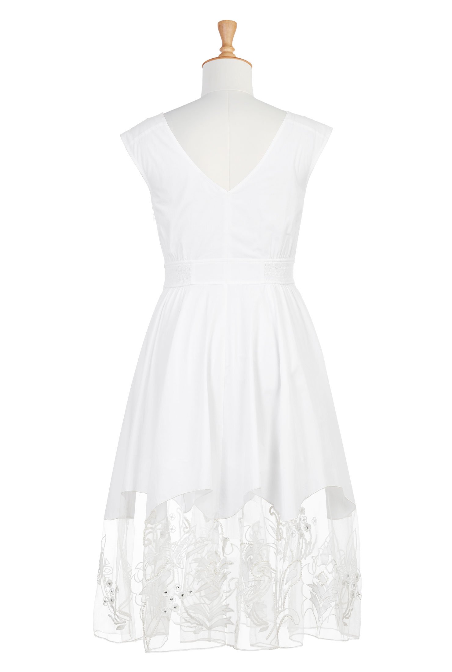 Shop Embroidered Mesh Poplin Fit And Flare Dress Eshakti 3359