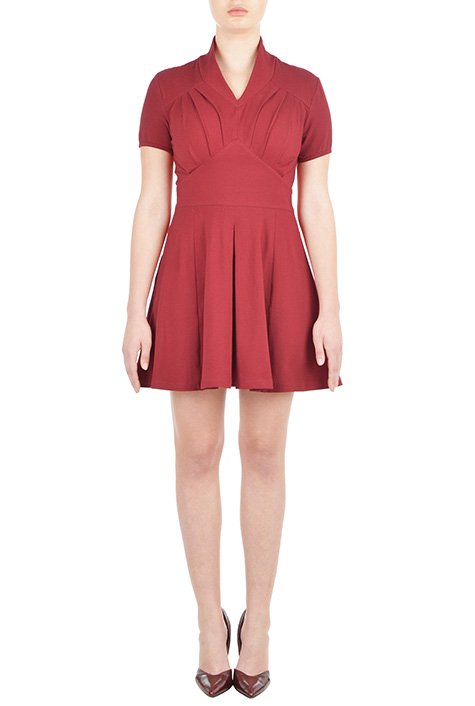 Shop Feminine Pleated Cotton Knit Dress Eshakti