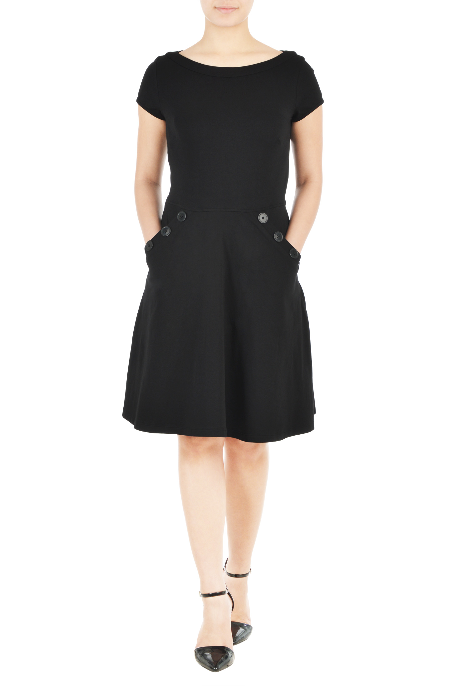 black knit dress with pockets