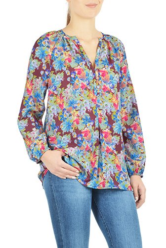 Shop Split neck floral print tunic | eShakti