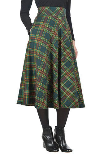 Shop Cotton flannel plaid full skirt | eShakti