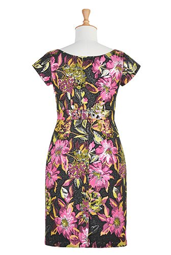 Shop Floral lurex jacquard sheath dress | eShakti