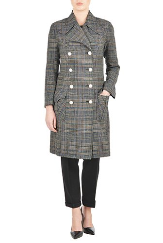 Shop Double breasted houndstooth wool blend coat | eShakti