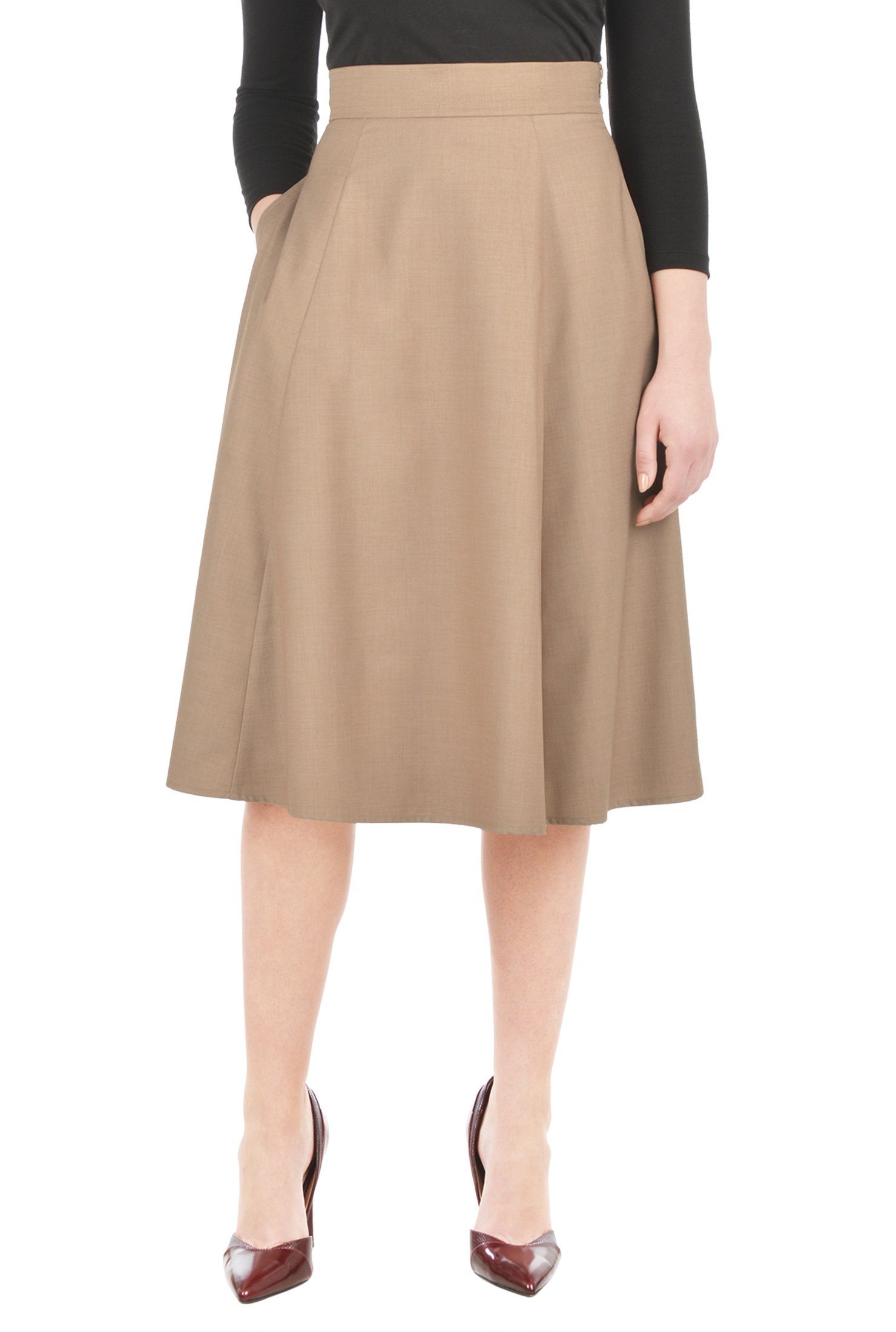 Shop Trapunto trim suiting full skirt | eShakti