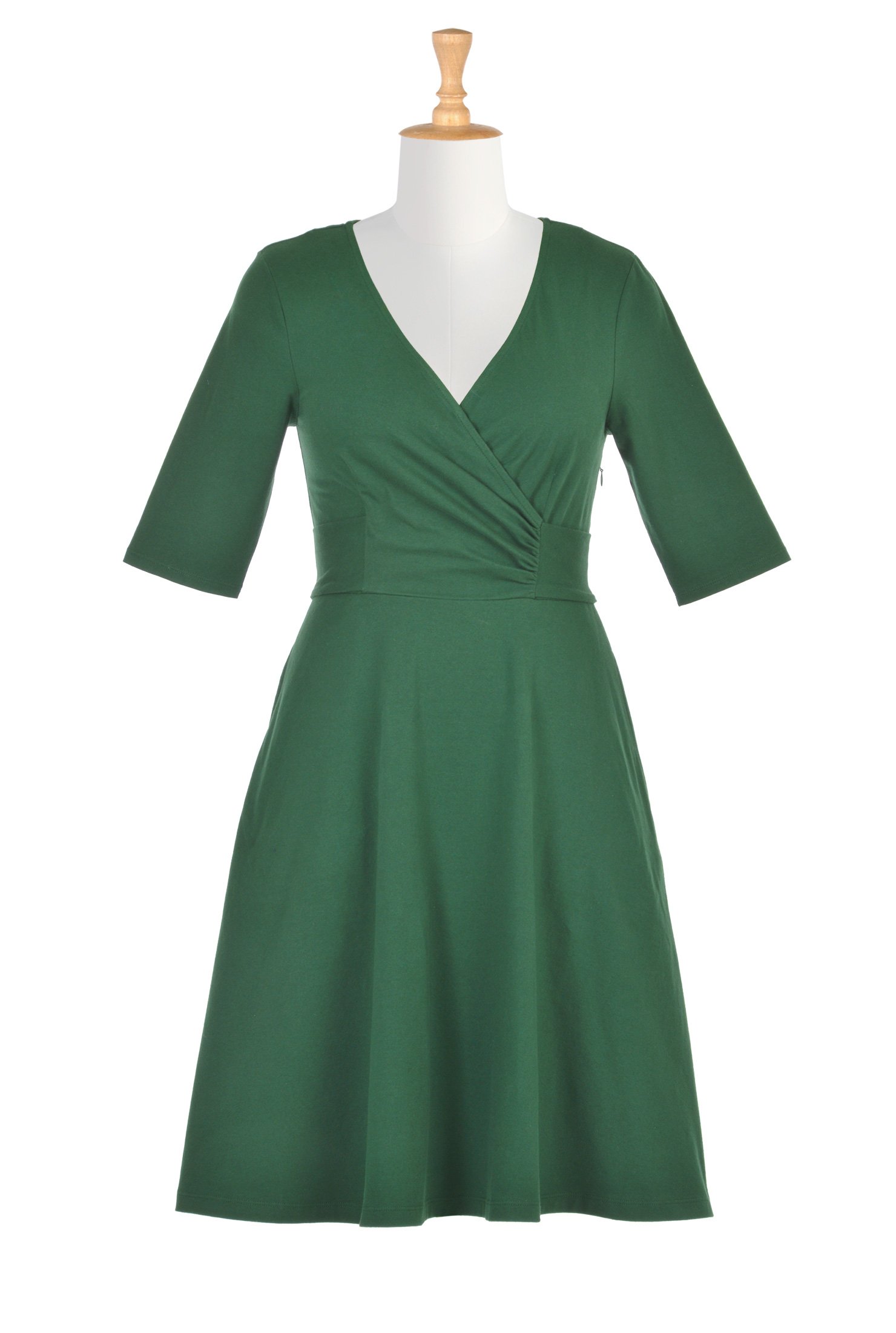 Shop Cotton jersey faux wrap dress | eShakti