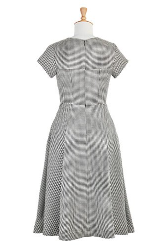 Shop Houndstooth cotton blend surplice dress | eShakti