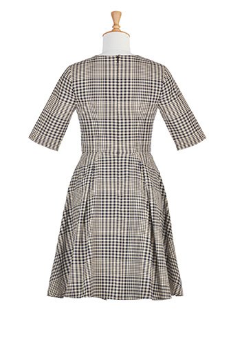 Shop Gingham check buttoned A-line dress | eShakti