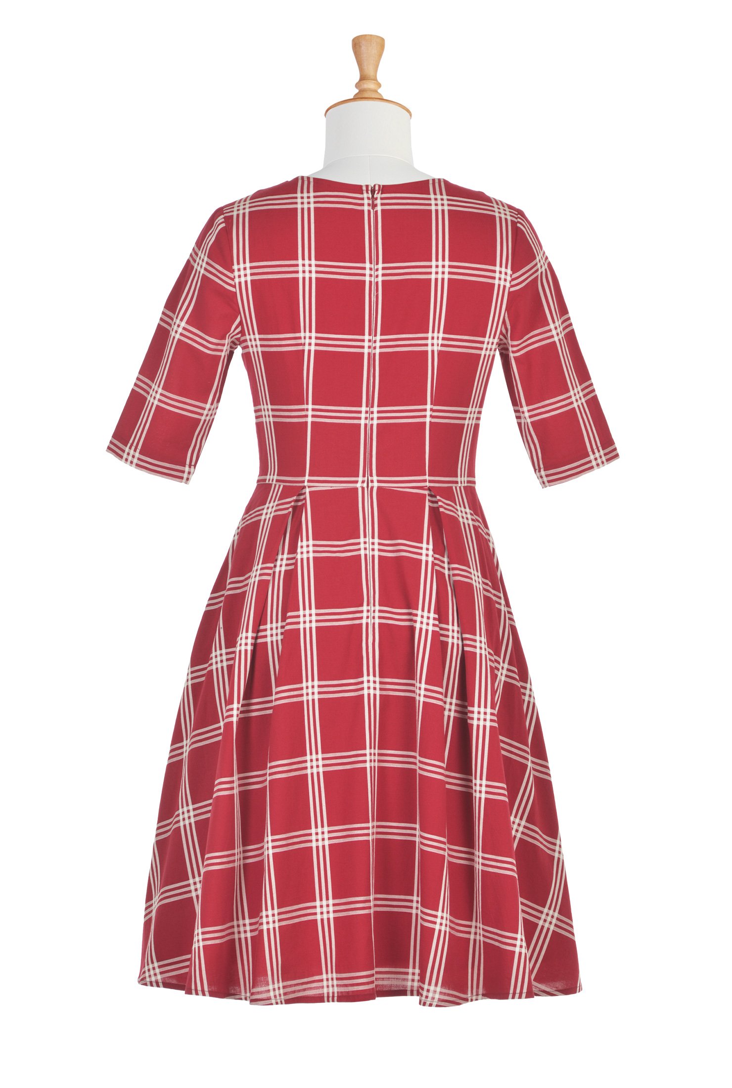 Shop Windowpane check buttoned A-line dress | eShakti