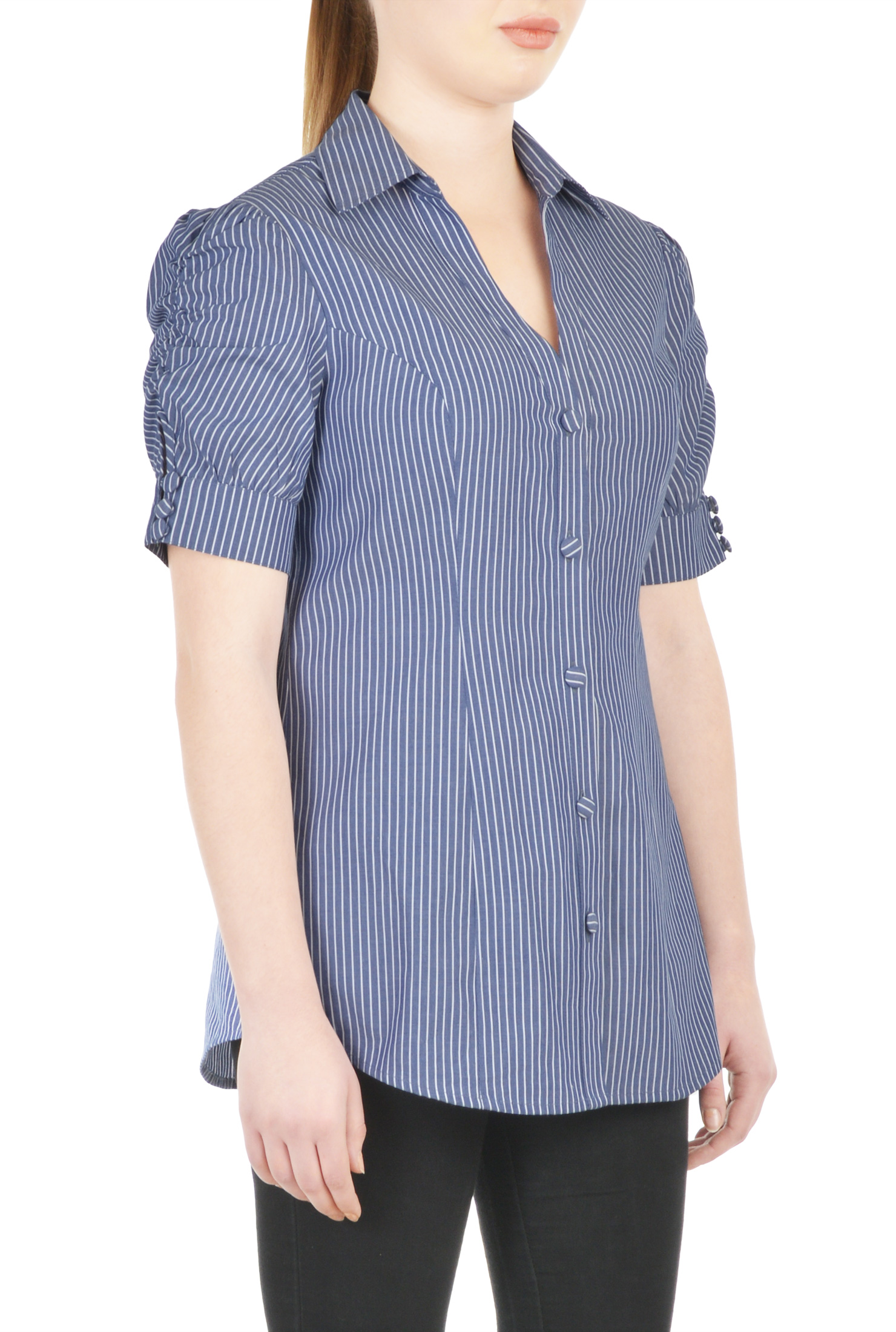 Shop Pinstripe cotton chambray blouse eShakti