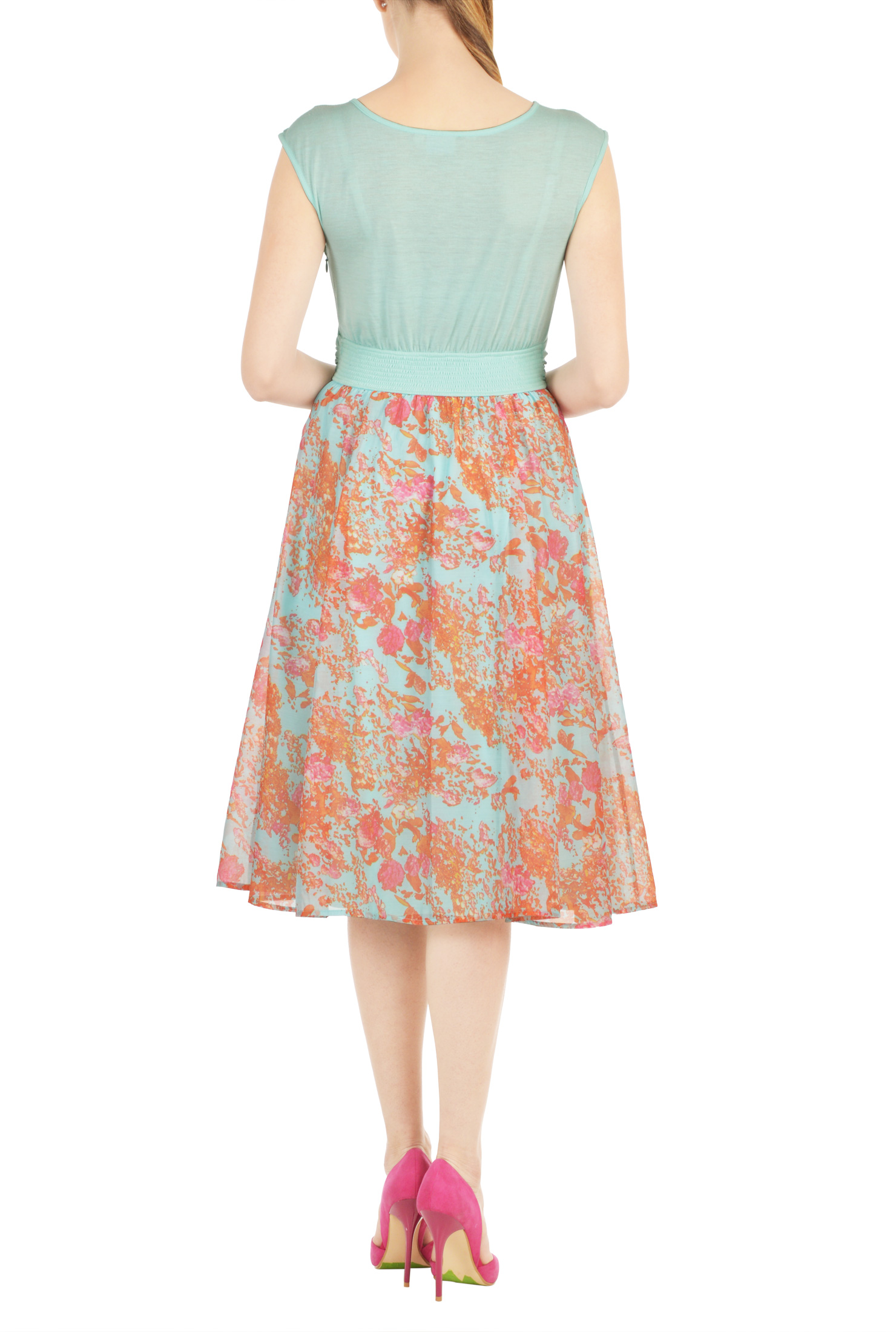 Shop Draped front mixed media dress eShakti