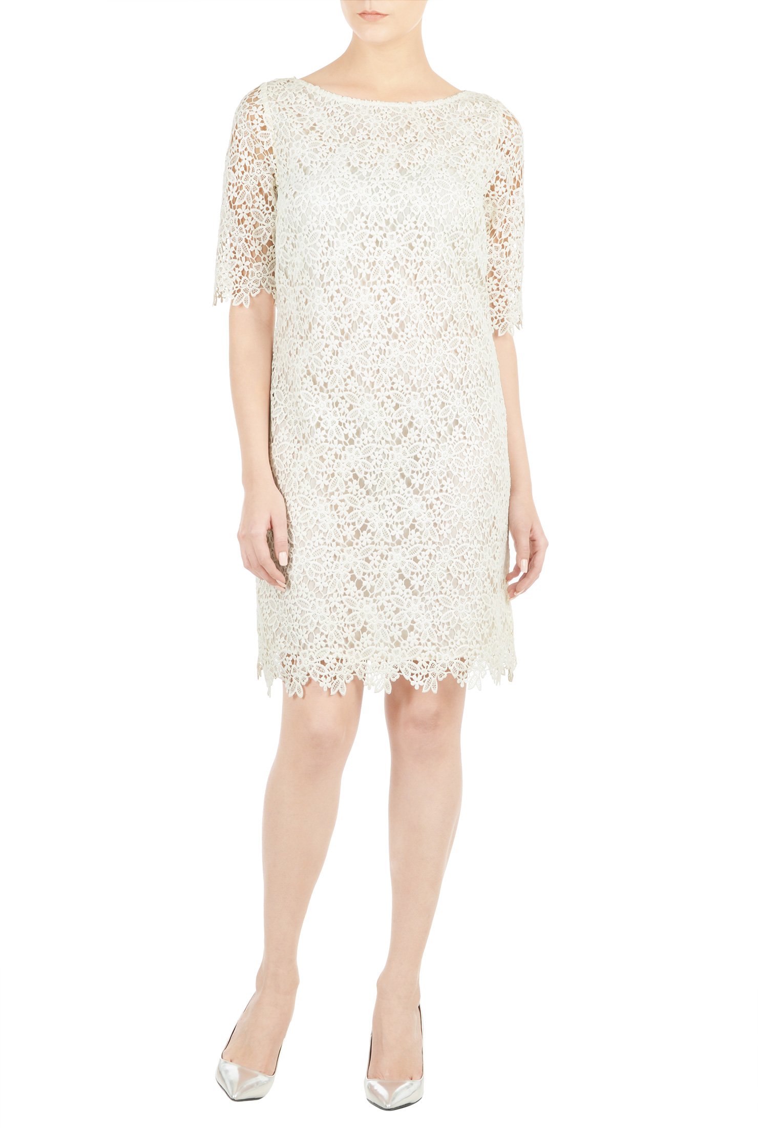 Shop Embellished floral lace shift dress | eShakti