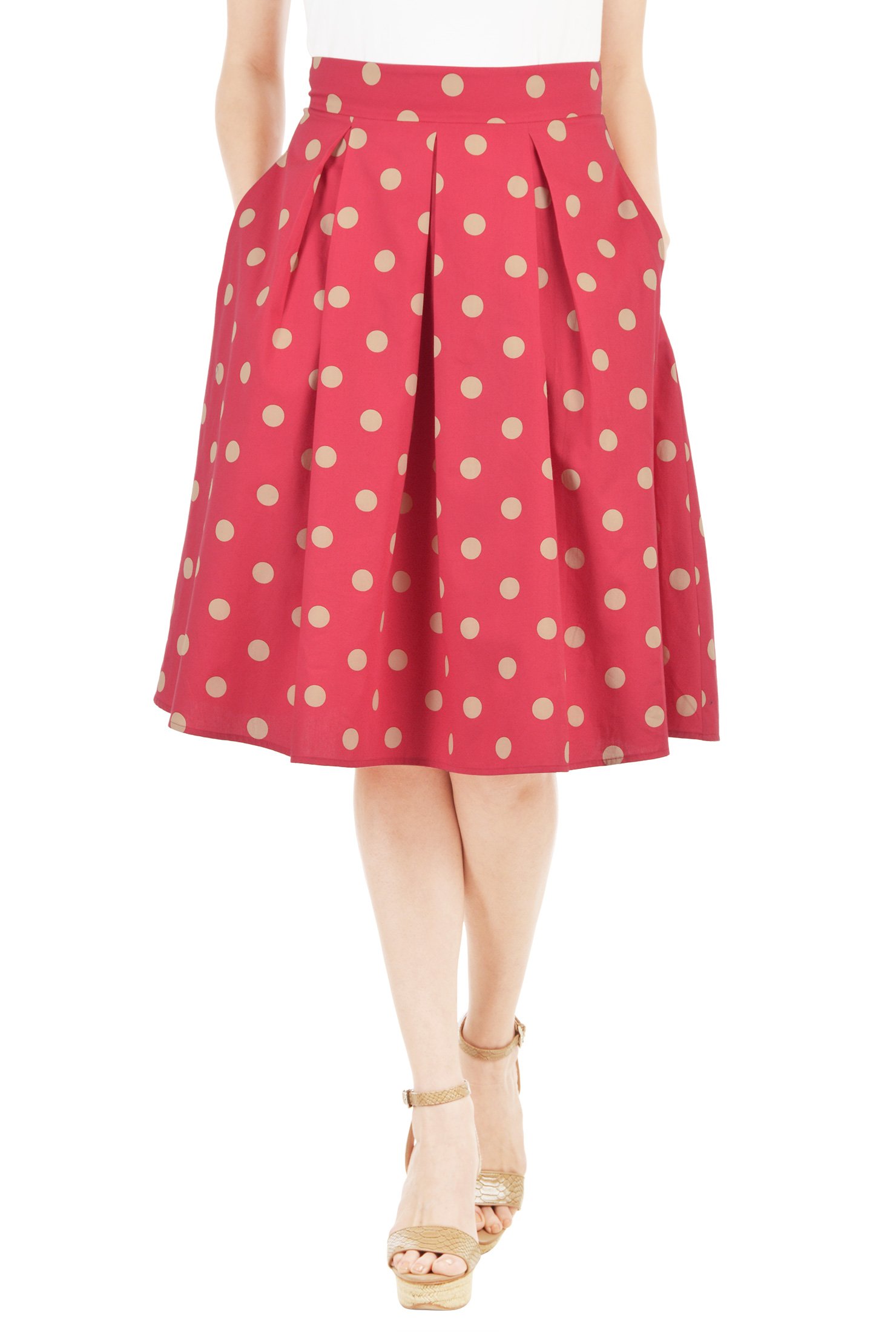Shop Polka dot cotton poplin skirt | eShakti