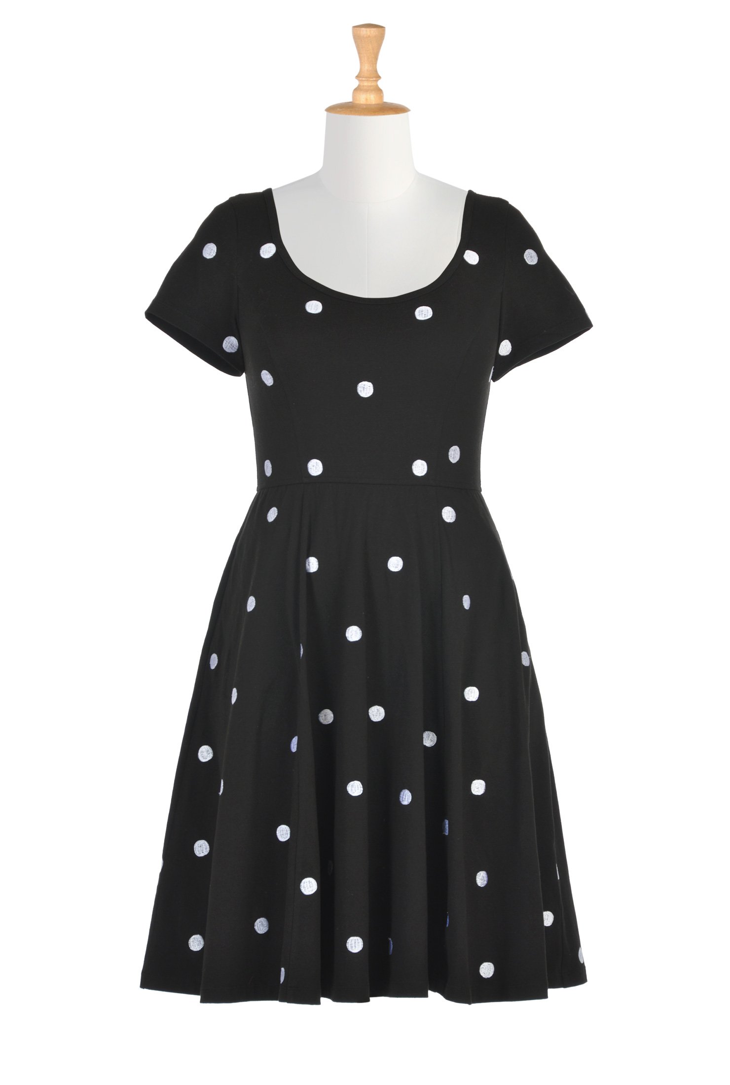 Shop Polka dot embellished cotton knit dress | eShakti