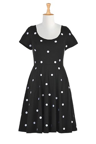 Shop Polka dot embellished cotton knit dress | eShakti