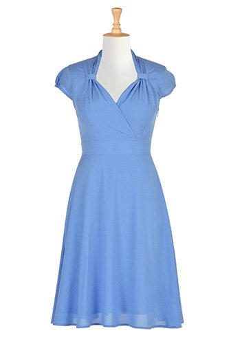 Shop Vintage style surplice crepe dress | eShakti