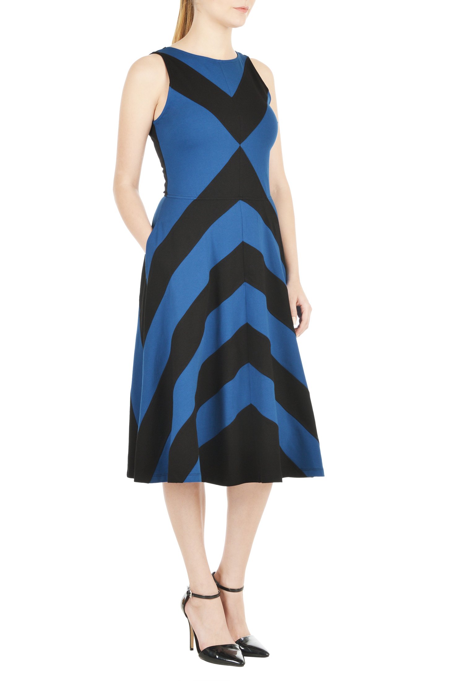 Shop Chevron stripe cotton knit dress | eShakti