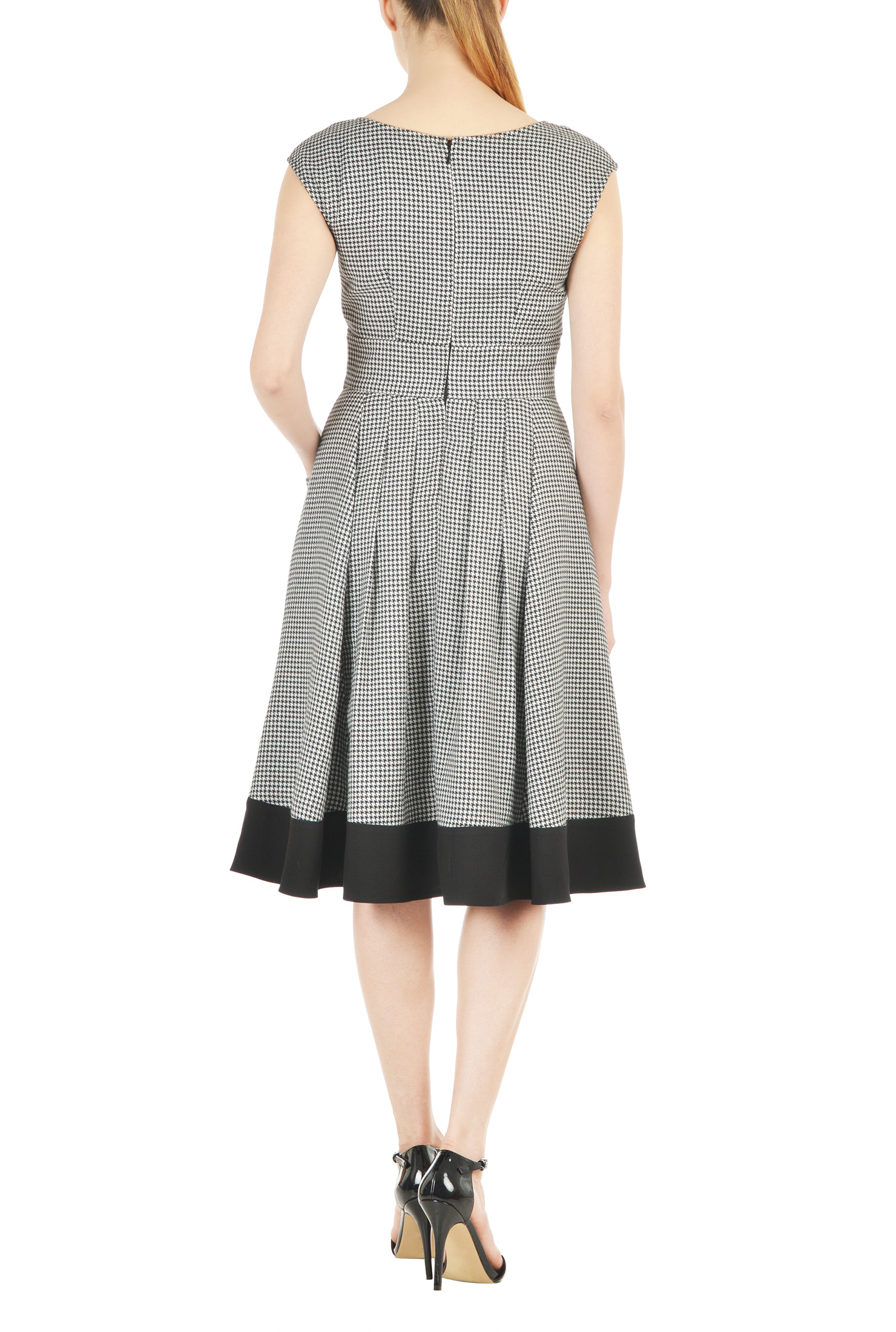 Shop Contrast hem houndstooth twill dress eShakti