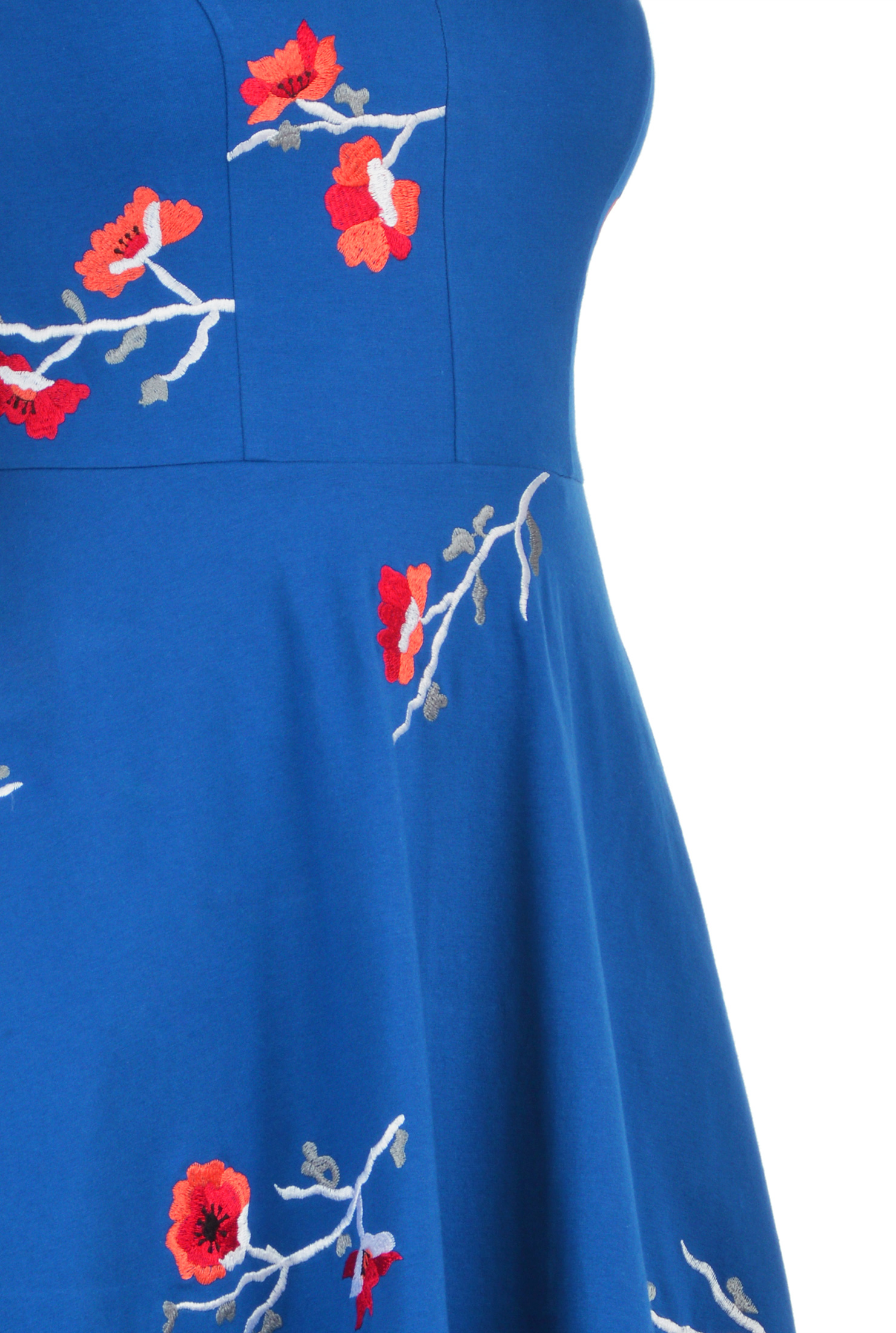 Shop Embroidered floral cotton knit dress eShakti