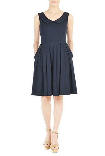 Collared fit outlet and flare dress