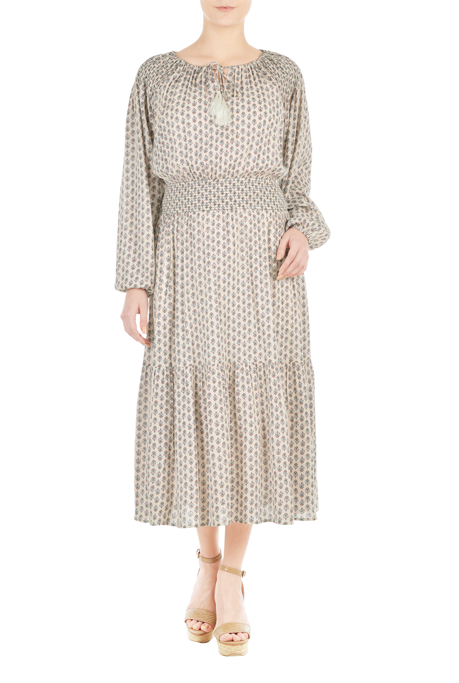 Shop Floral print gauze peasant dress eShakti