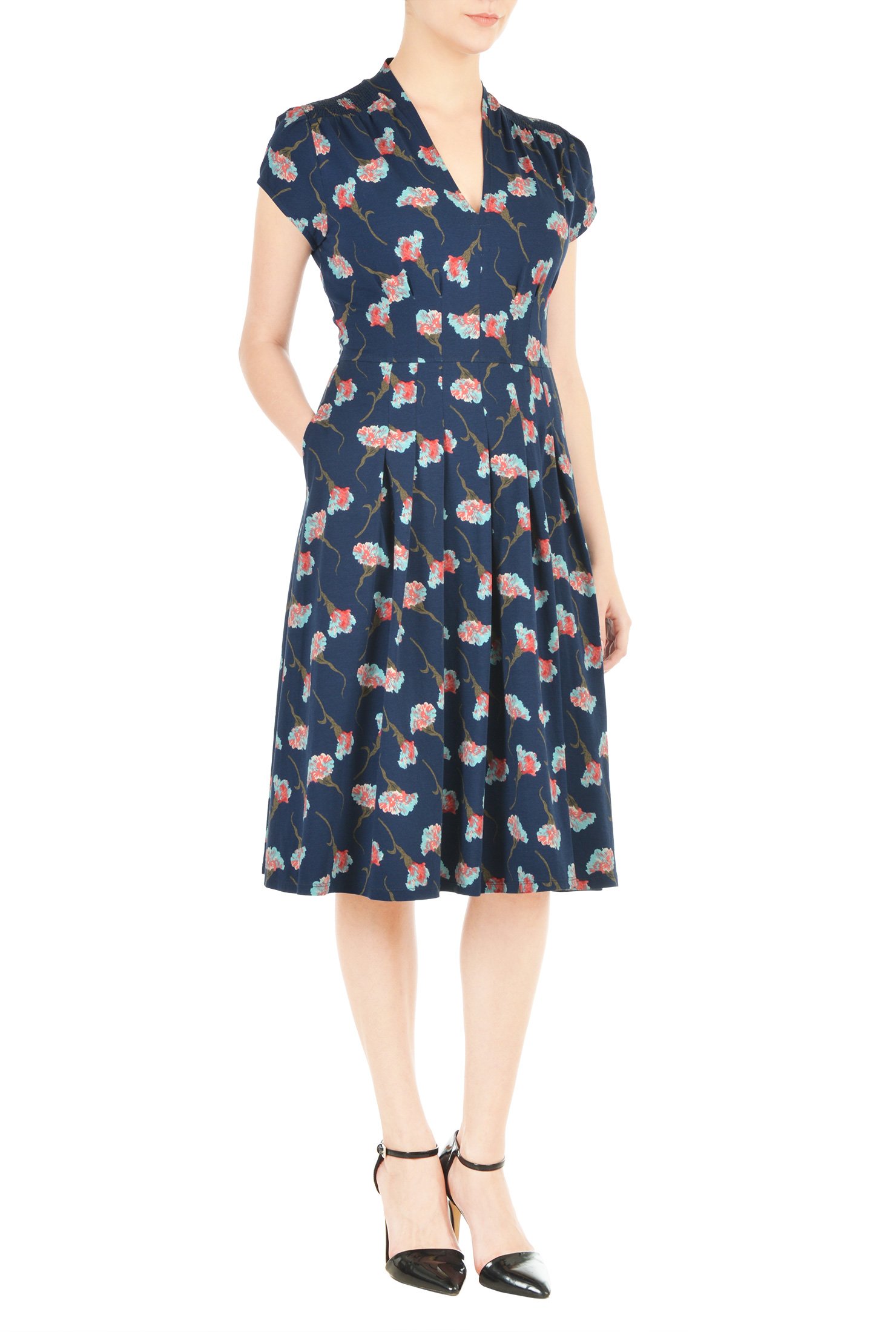 Shop Femnine floral print cotton knit dress | eShakti