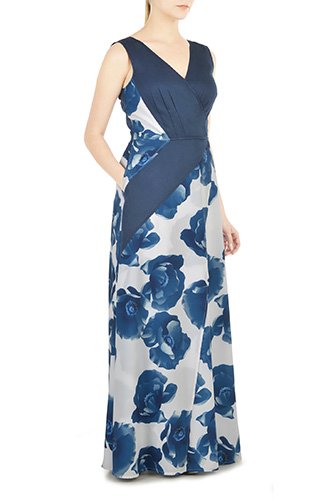 Shop Floral colorblock faux wrap maxi dress | eShakti