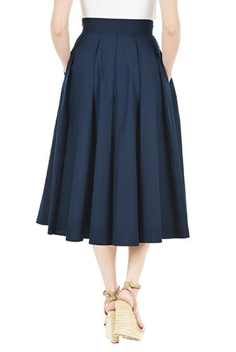 Shop Pleated cotton poplin midi skirt | eShakti