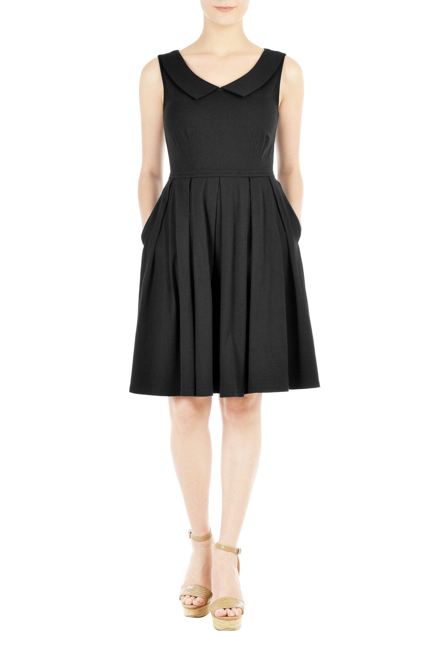 Shop Collared fit-and-flare cotton knit dress | eShakti
