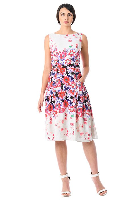 Shop Placed floral print crepe dress | eShakti