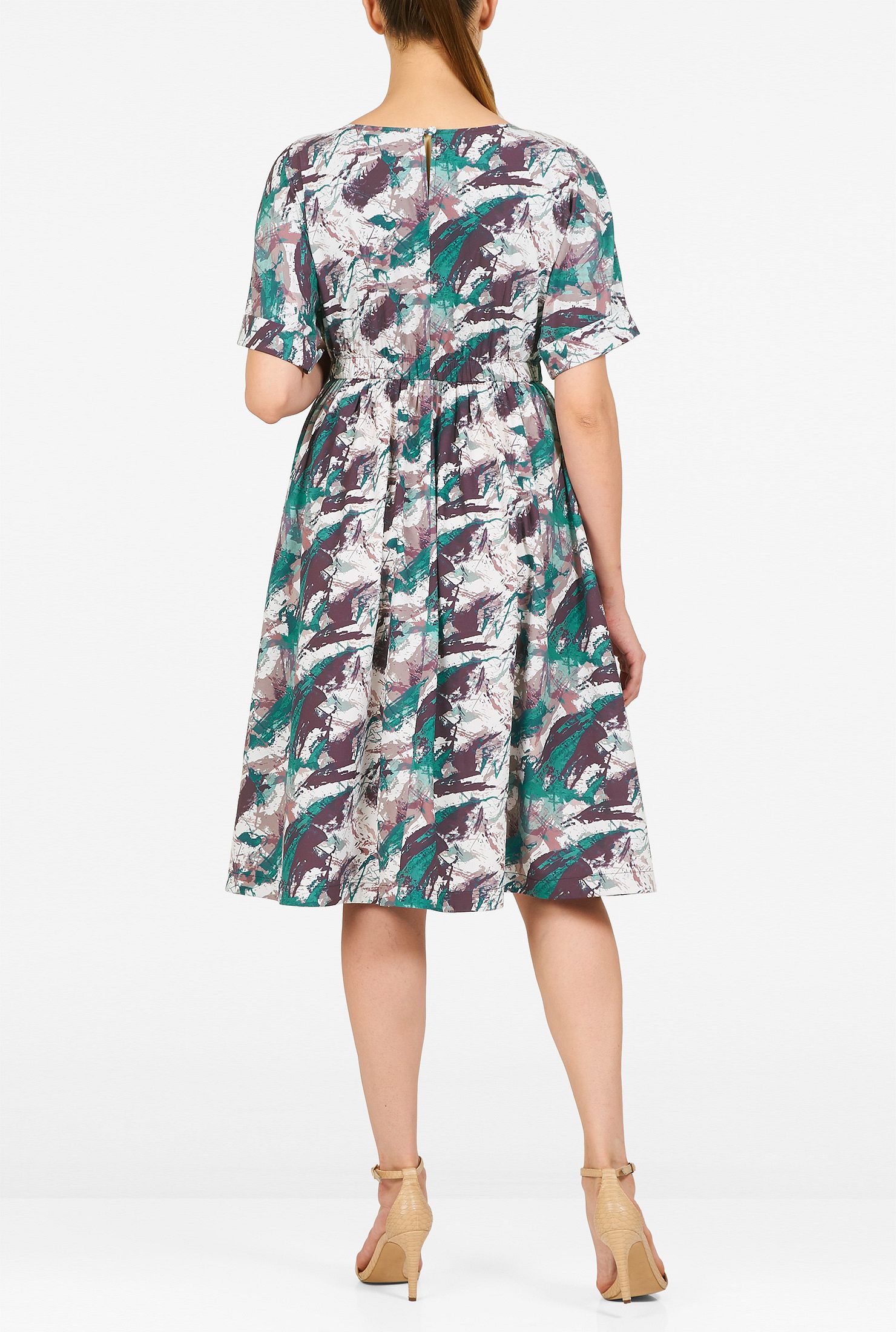 Shop Camo print elastic waist crepe dress eShakti