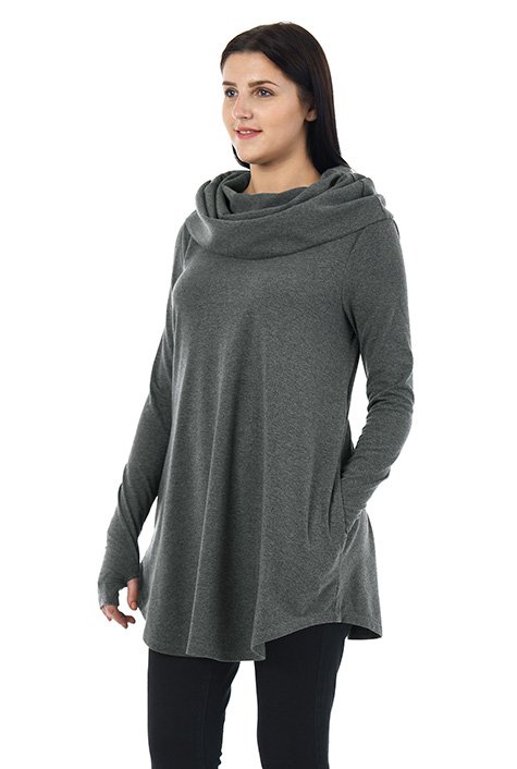 Shop Cowl neck cotton melange knit top | eShakti