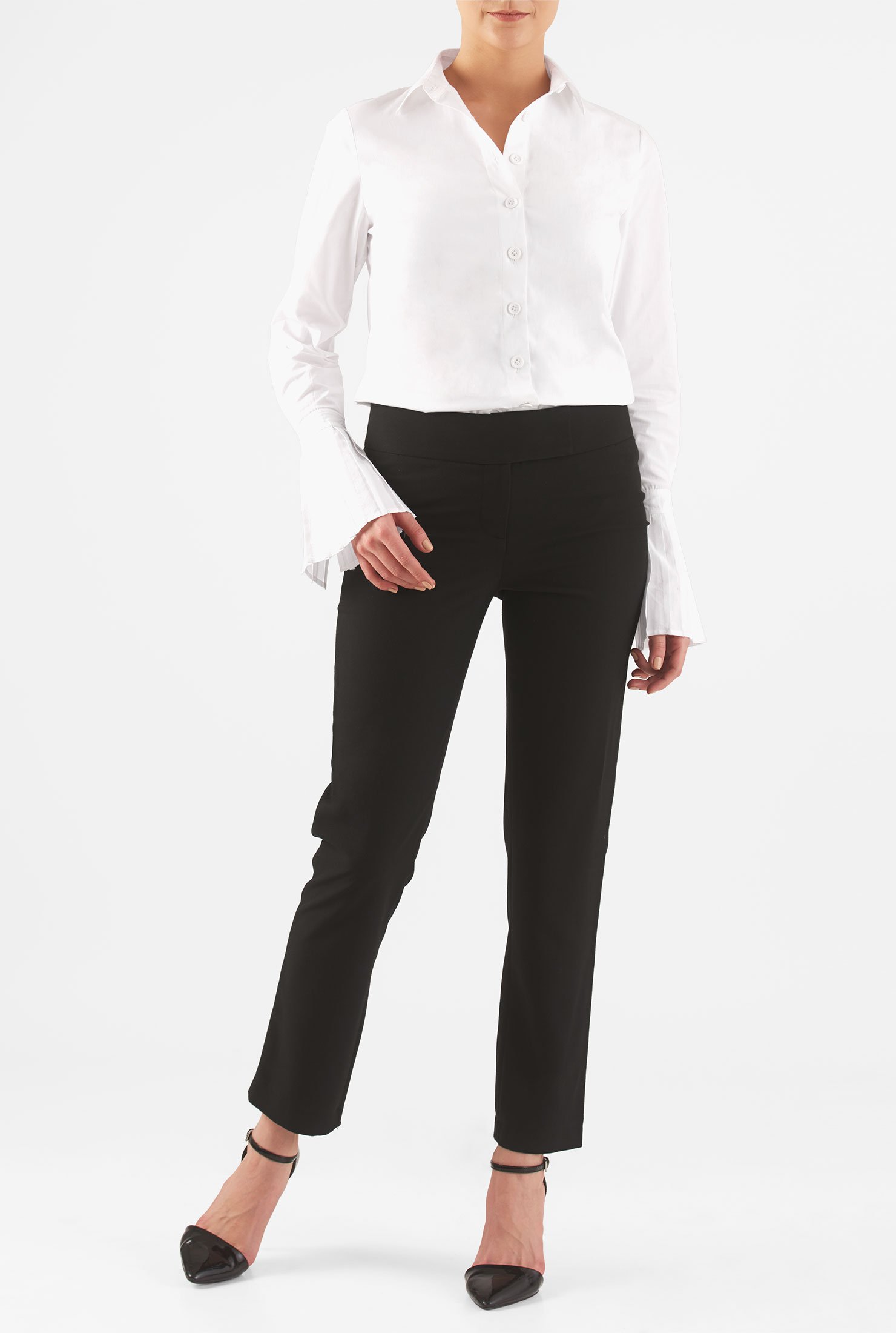 Shop Pleat cuff cotton poplin shirt | eShakti