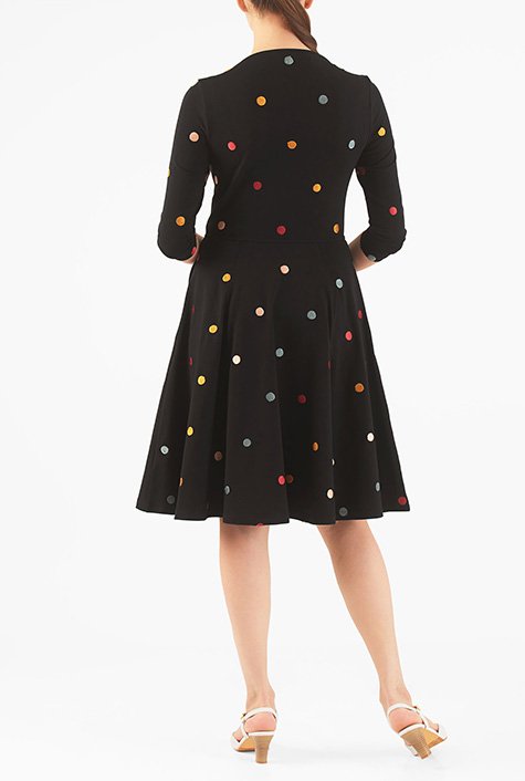 Shop Embellished Polka Dot Cotton Knit Dress 