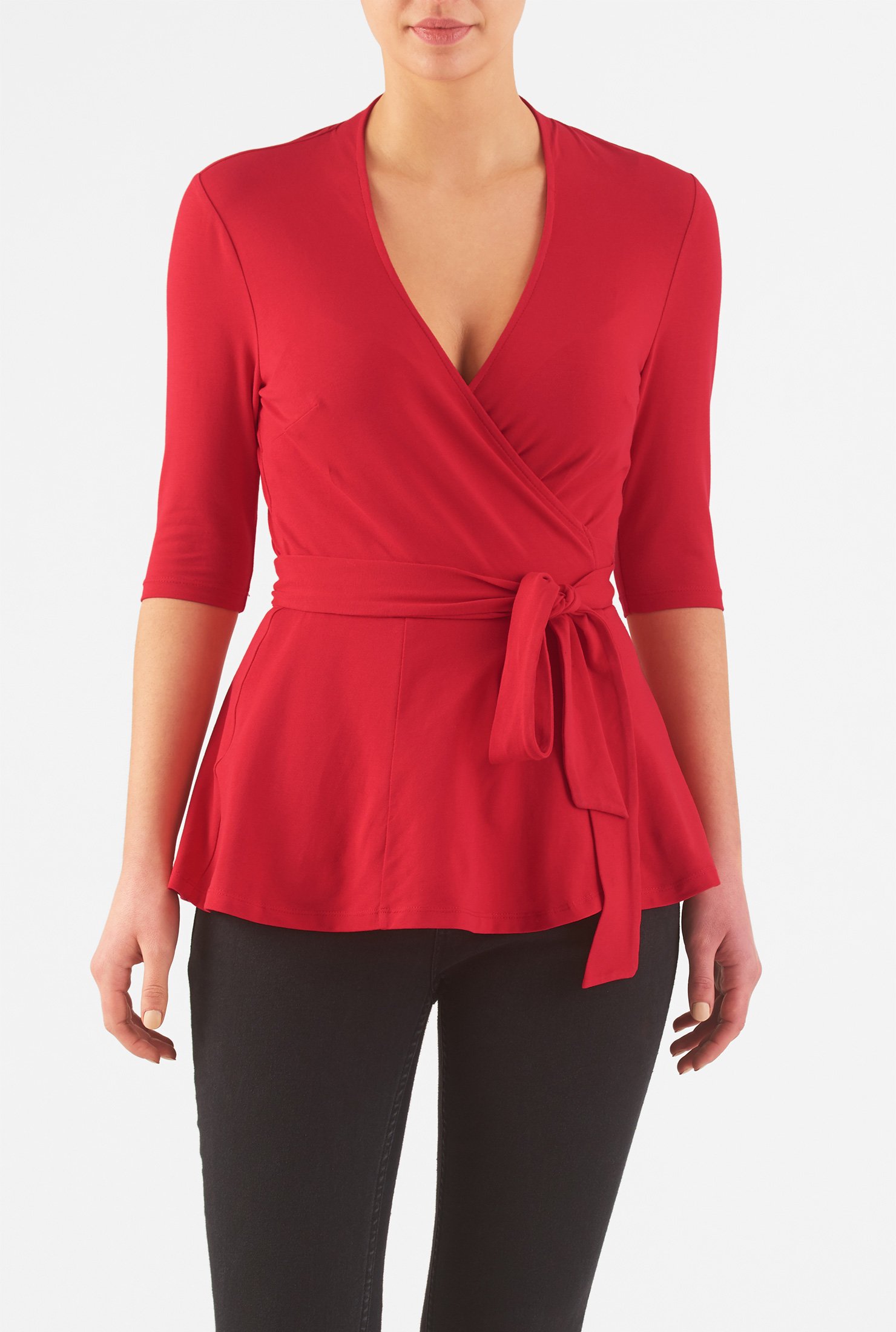 Shop Vibrant cotton knit wrap top | eShakti