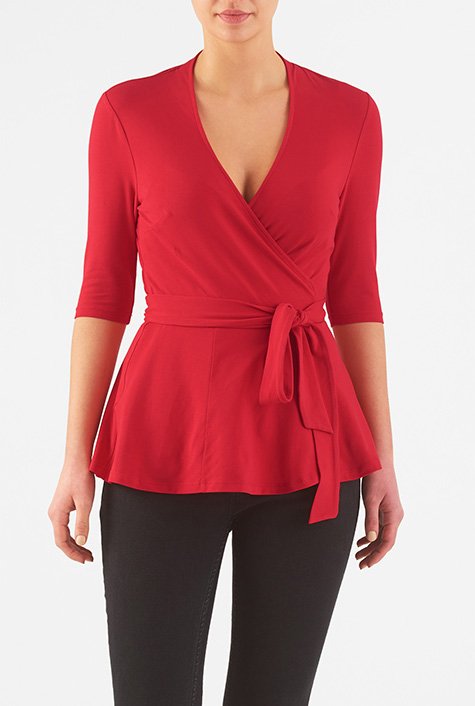 Shop Vibrant cotton knit wrap top | eShakti