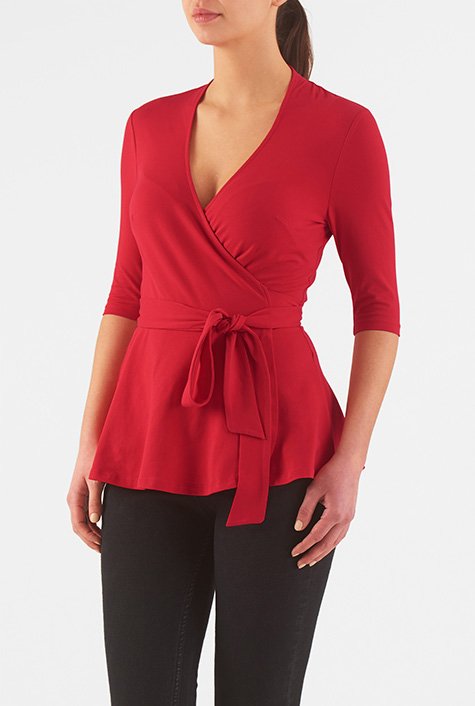 Shop Vibrant cotton knit wrap top | eShakti