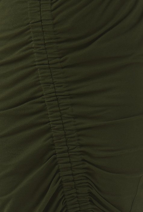 Shop Asymmetric ruched high waist cotton knit skirt | eShakti